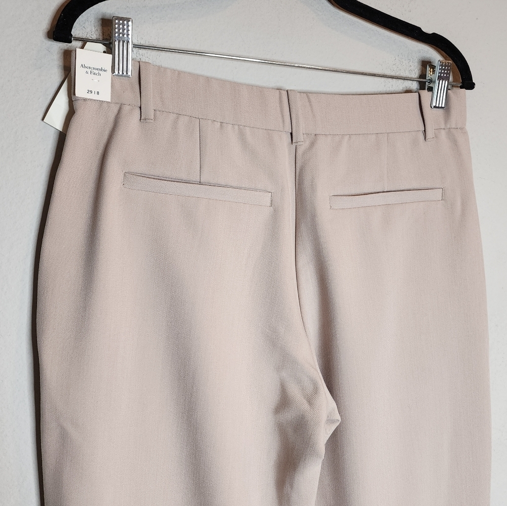 Abercrombie & Fitch Women's Light Taupe Straight-Leg Trousers - Picture 10 of 16